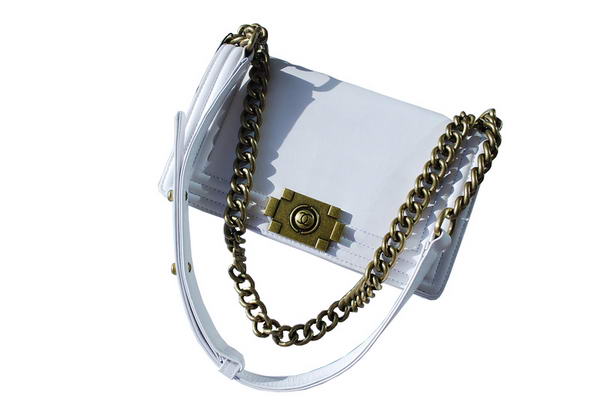 7A Chanel A30157 White Calfskin mini Le Boy Flap Shoulder Bag Gold Hardware Online